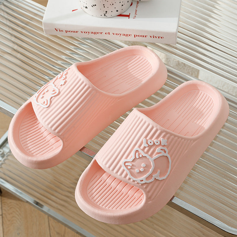 Cute Cat Slippers Summer Women Home Shoes Bath Thick Platform Non-Slip Slides Indoor Outdoor - BuzzMart