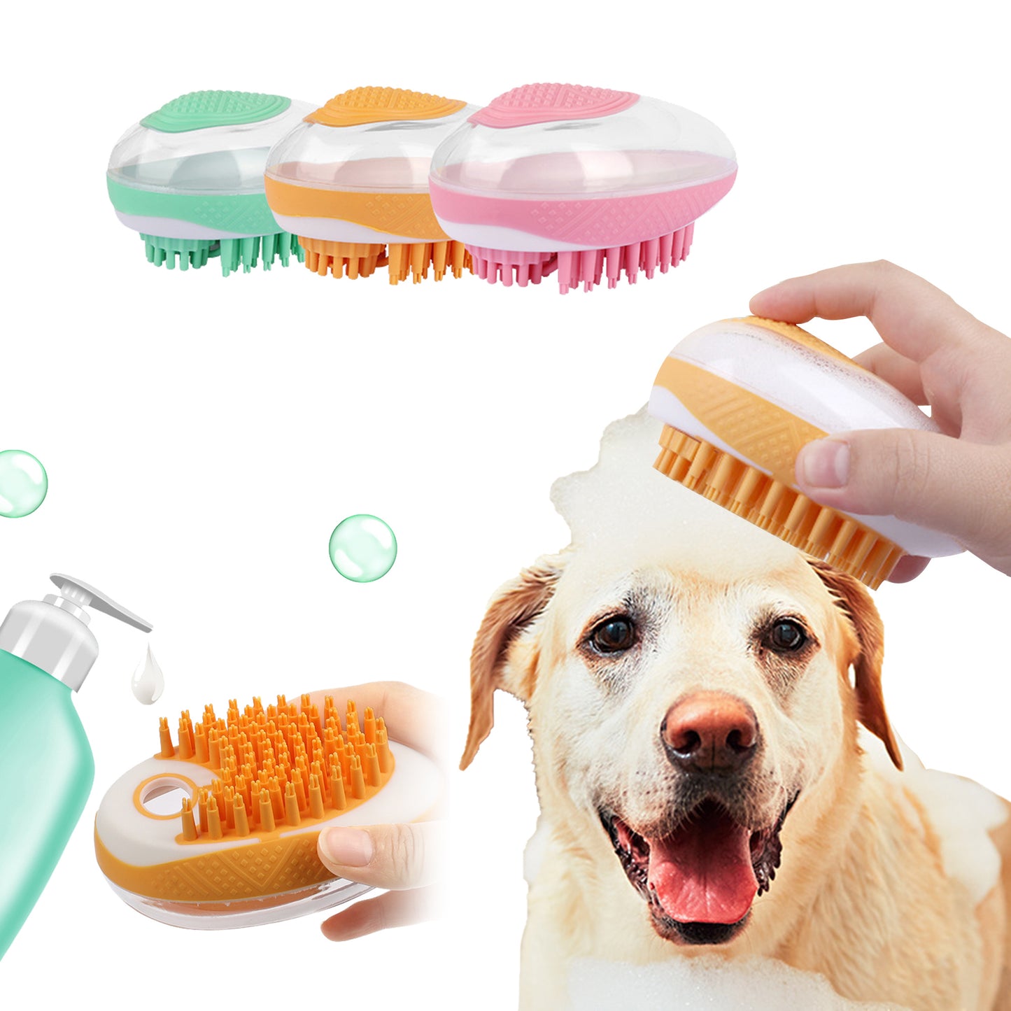 Dog Cat Bath Brush 2-in-1 Pet SPA Massage Comb Soft Silicone Pets Shower Hair Grooming Cmob Dog Cleaning Tool Pet Products - BuzzMart