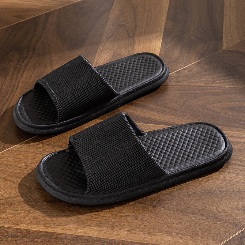 Summer Slipper Indoor House Shoes For Men Women Couples Solid Color Rhombus Striped Non-slip Bathroom Slippers - BuzzMart