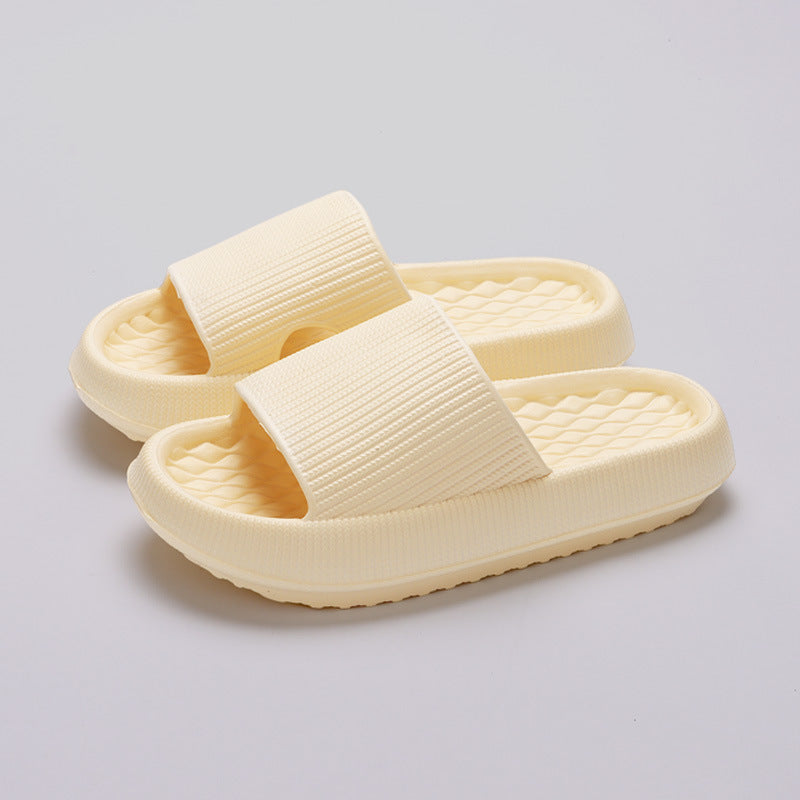 Summer EVA Slippers Solid Color Rhombus Stripe Anti-slip Slippers New Women's Home Shoes - BuzzMart