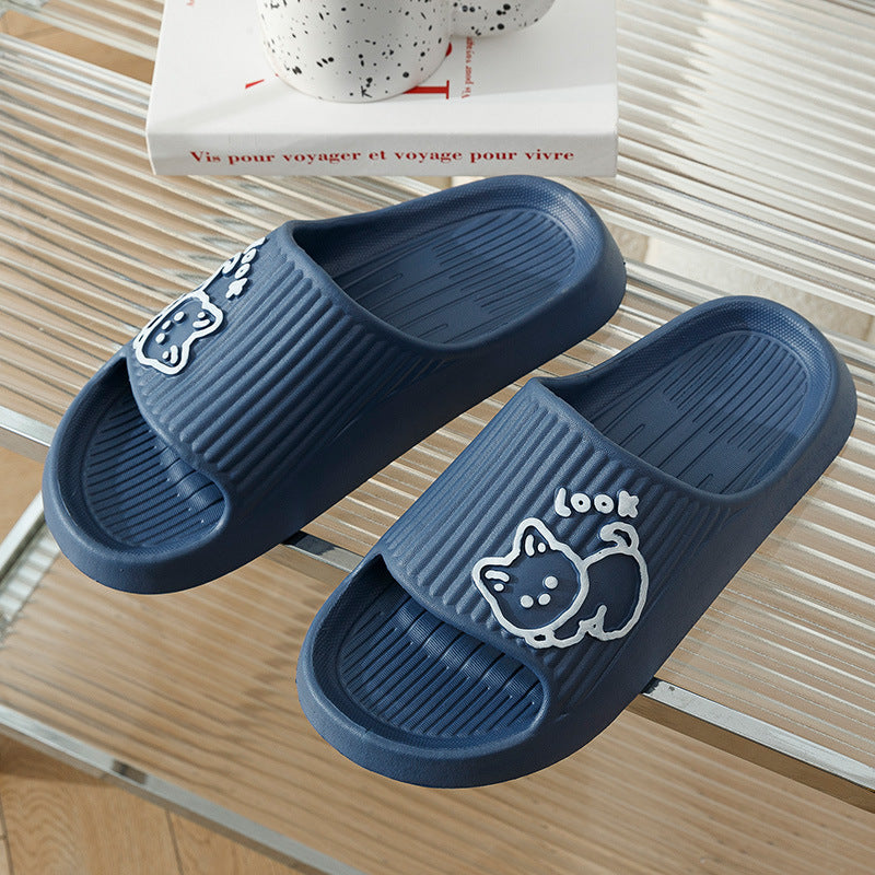 Cute Cat Slippers Summer Women Home Shoes Bath Thick Platform Non-Slip Slides Indoor Outdoor - BuzzMart