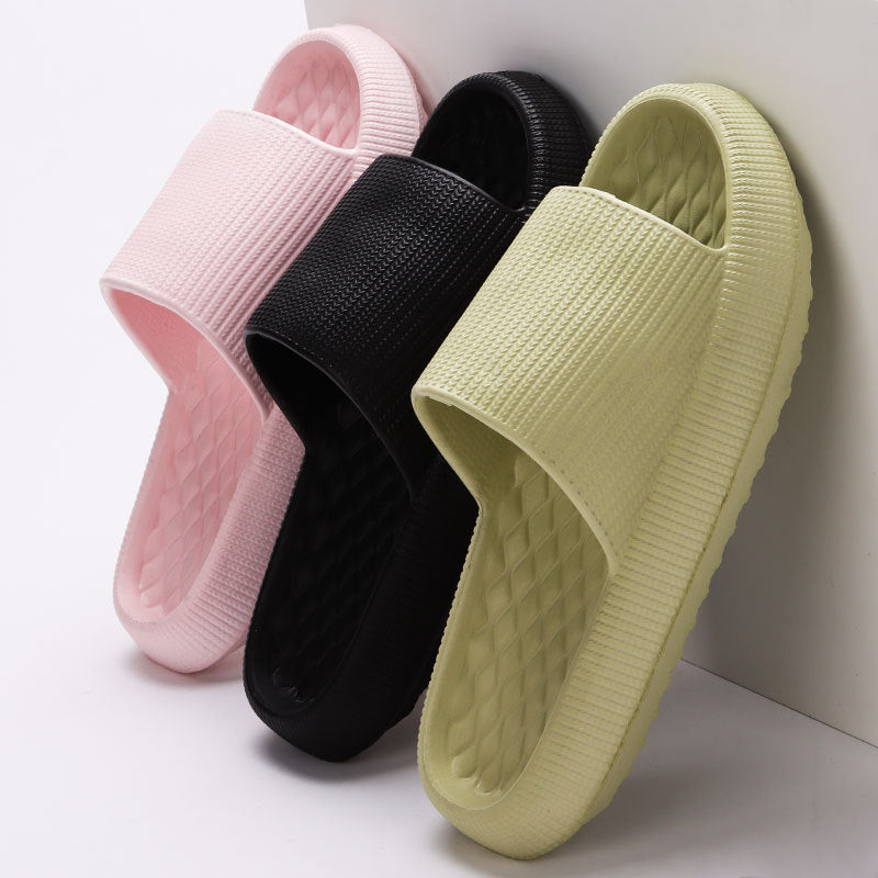 Summer EVA Slippers Solid Color Rhombus Stripe Anti-slip Slippers New Women's Home Shoes - BuzzMart