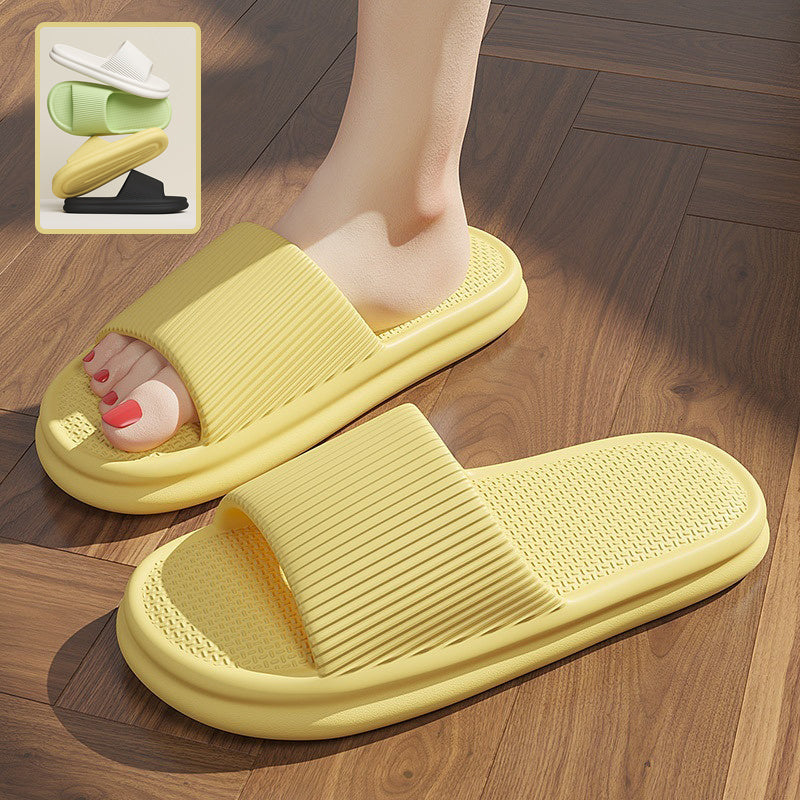 Striped Design Home Slippers For Women Men Soft Anti-slip Floor Bathroom Slippers Solid House Shoes - BuzzMart