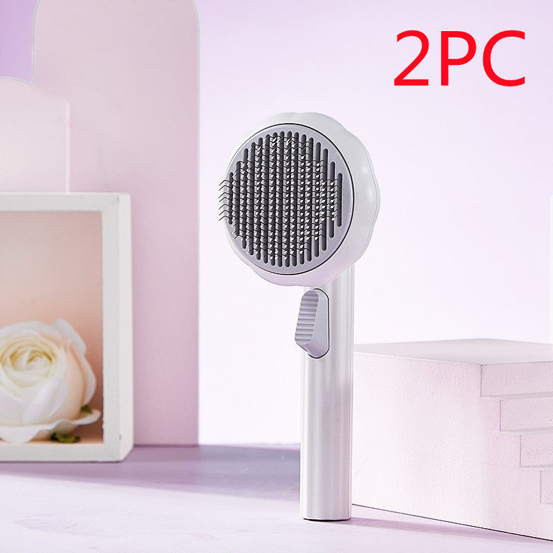 New Pet Cat Brush Hot Selling Hand-held Steel Wire Self-cleaning Comb Looper For Hair Removal - BuzzMart