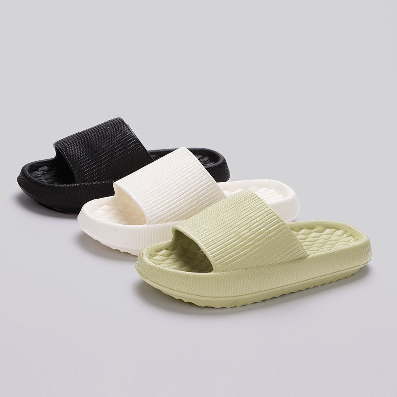 Summer EVA Slippers Solid Color Rhombus Stripe Anti-slip Slippers New Women's Home Shoes - BuzzMart