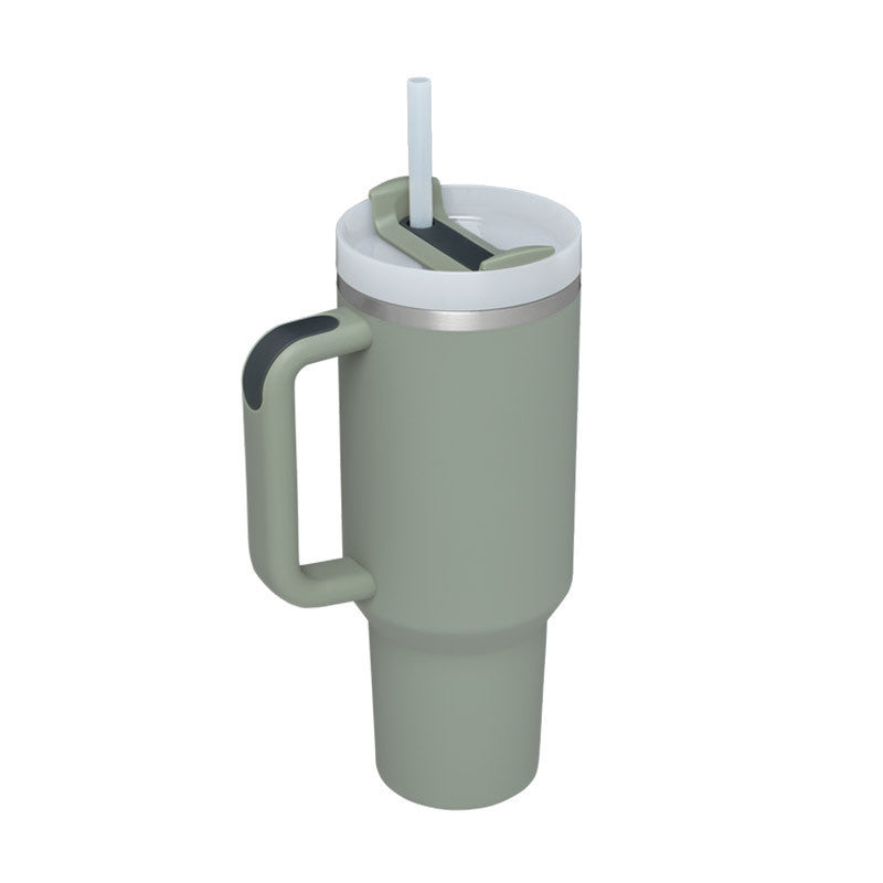 40 Oz Tumbler With Handle Straw Insulated, Stainless Steel Spill Proof Vacuum Coffee Cup Tumbler With Lid Tapered Mug Gifts For Valentine Lover Suitable For Car Gym Office Travel - BuzzMart
