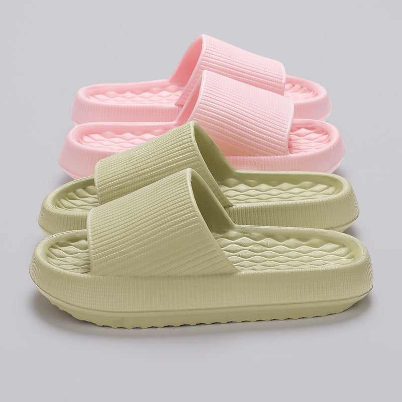 Summer EVA Slippers Solid Color Rhombus Stripe Anti-slip Slippers New Women's Home Shoes - BuzzMart