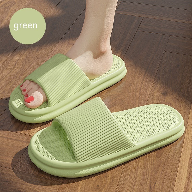 Striped Design Home Slippers For Women Men Soft Anti-slip Floor Bathroom Slippers Solid House Shoes - BuzzMart