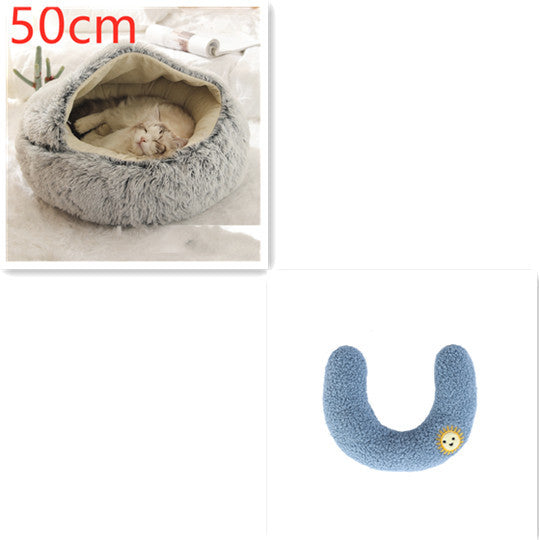 2 In 1 Dog And Cat Bed Pet Winter Bed Round Plush Warm Bed House Soft Long Plush Pets Bed Pet Products - BuzzMart
