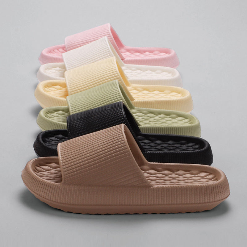 Summer EVA Slippers Solid Color Rhombus Stripe Anti-slip Slippers New Women's Home Shoes - BuzzMart