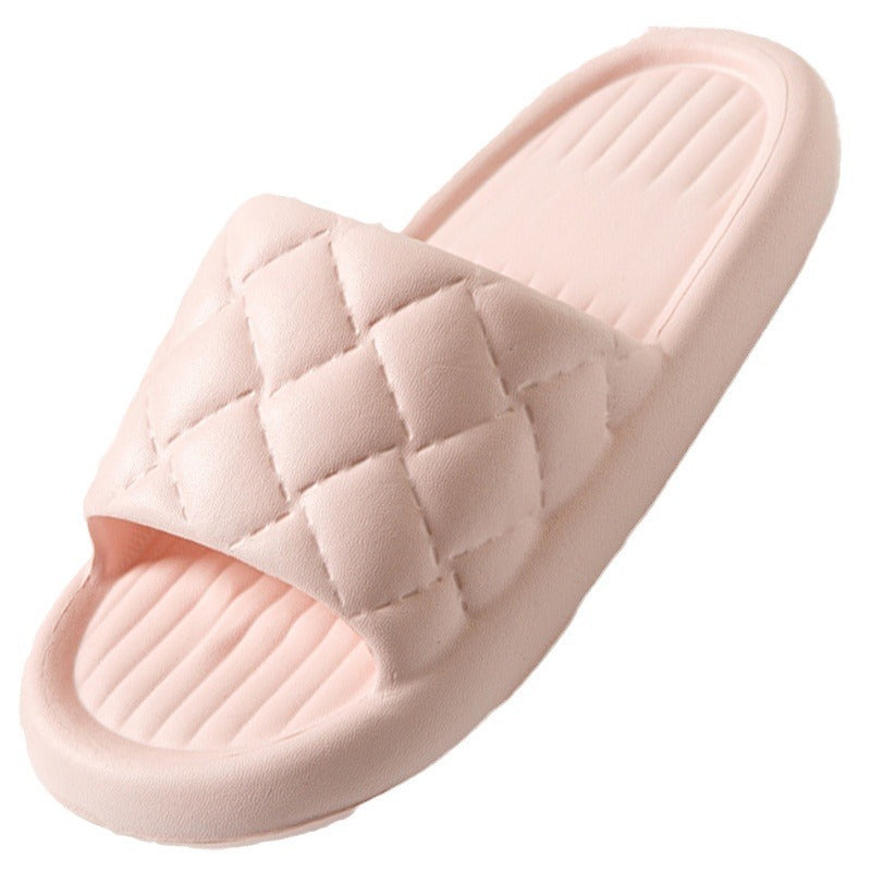 New Rhombus Home Slippers Summer Non-slip Floor Bathroom Slipper Lightweight Simple House Shoes For Women Men - BuzzMart