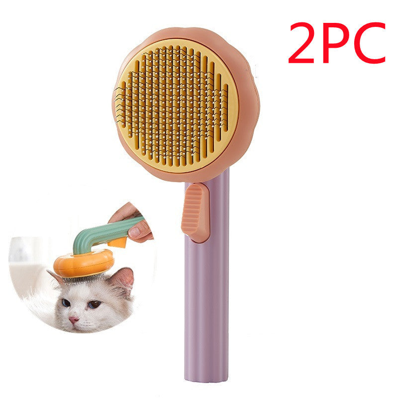 New Pet Cat Brush Hot Selling Hand-held Steel Wire Self-cleaning Comb Looper For Hair Removal - BuzzMart