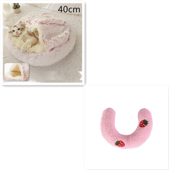 2 In 1 Dog And Cat Bed Pet Winter Bed Round Plush Warm Bed House Soft Long Plush Pets Bed Pet Products - BuzzMart